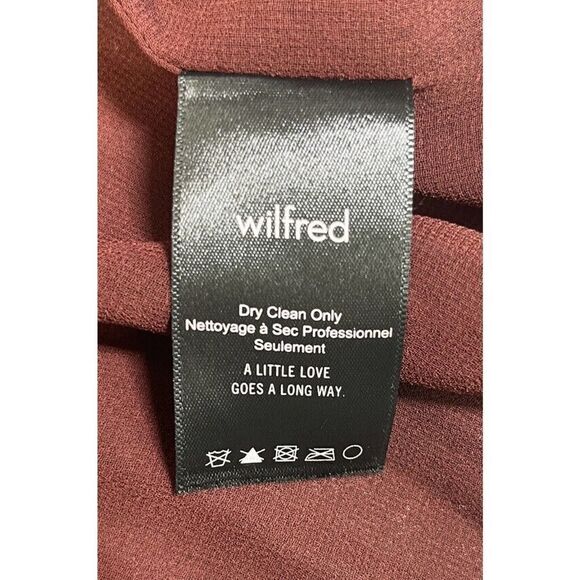 Wilfred Aritzia Chiffon Blouse Top XS Off The Shoulder Pleated Rust Brown - Picture 6 of 14